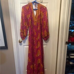 FARM Rio Fuchsia Maxi Dress with Mustard Floral Accents